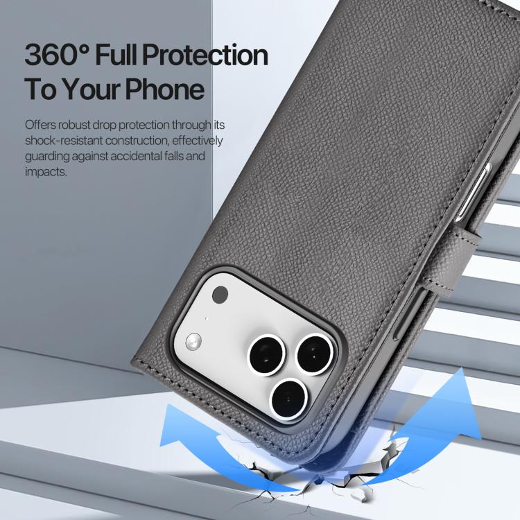 For iPhone 18 Pro DUX DUCIS Lawa Series 2 in 1 Wallet Zipper Detachable MagSafe Phone Case with Lanyard(Grey)