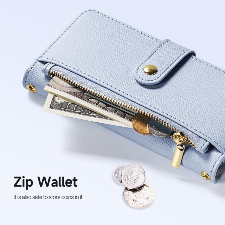 For iPhone 18 Pro DUX DUCIS Lawa Series 2 in 1 Wallet Zipper Detachable MagSafe Phone Case with Lanyard(Light Blue)