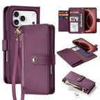 For iPhone 18 Pro DUX DUCIS Lawa Series 2 in 1 Wallet Zipper Detachable MagSafe Phone Case with Lanyard(Cherry Red)