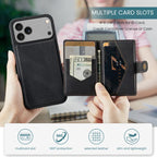 For iPhone 18 Pro / 17 Pro JEEHOOD J01 Retro Magnetic Detachable Wallet Phone Case(Black)