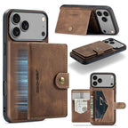 For iPhone 18 Pro / 17 Pro JEEHOOD J01 Retro Magnetic Detachable Wallet Phone Case(Brown)