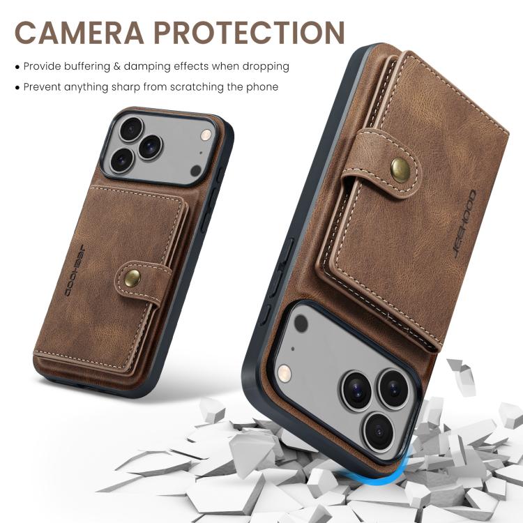 For iPhone 18 Pro / 17 Pro JEEHOOD J01 Retro Magnetic Detachable Wallet Phone Case(Brown)