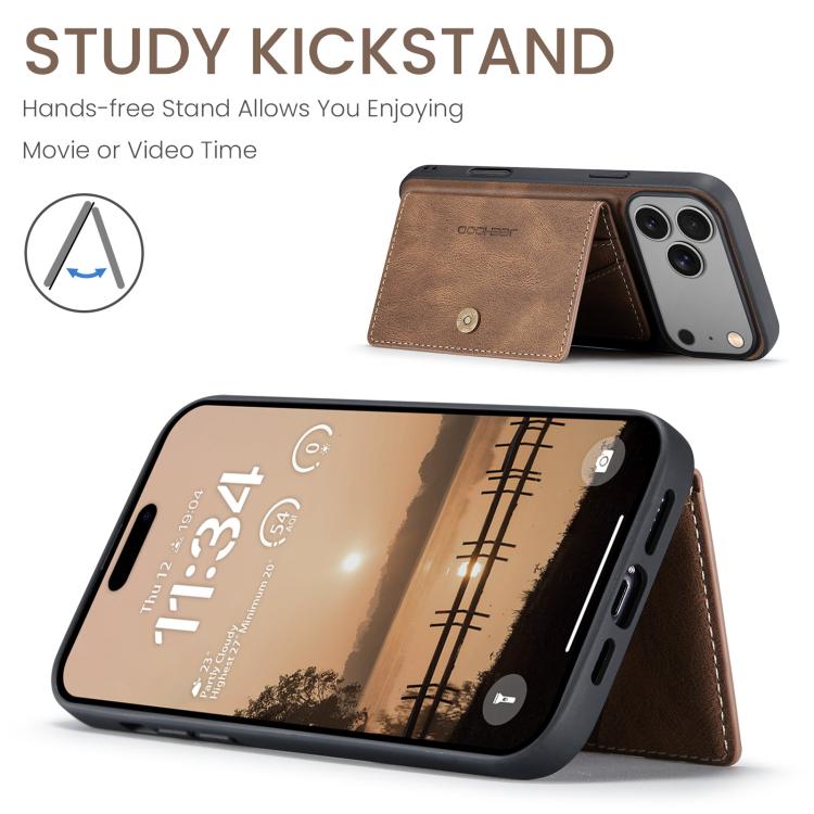 For iPhone 18 Pro / 17 Pro JEEHOOD J01 Retro Magnetic Detachable Wallet Phone Case(Brown)