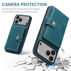 For iPhone 18 Pro / 17 Pro JEEHOOD J01 Retro Magnetic Detachable Wallet Phone Case(Blue)