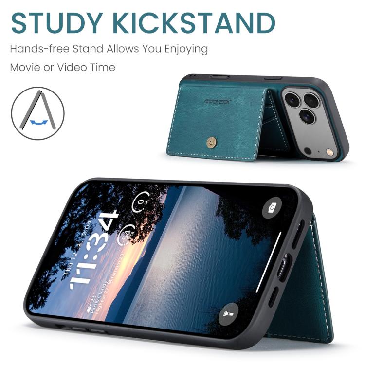 For iPhone 18 Pro / 17 Pro JEEHOOD J01 Retro Magnetic Detachable Wallet Phone Case(Blue)