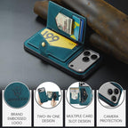 For iPhone 18 Pro / 17 Pro JEEHOOD J01 Retro Magnetic Detachable Wallet Phone Case(Blue)