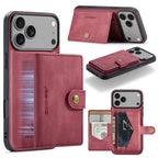 For iPhone 18 Pro / 17 Pro JEEHOOD J01 Retro Magnetic Detachable Wallet Phone Case(Red)