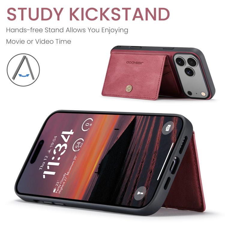 For iPhone 18 Pro / 17 Pro JEEHOOD J01 Retro Magnetic Detachable Wallet Phone Case(Red)