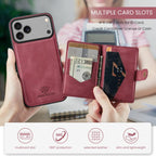 For iPhone 18 Pro / 17 Pro JEEHOOD J01 Retro Magnetic Detachable Wallet Phone Case(Red)