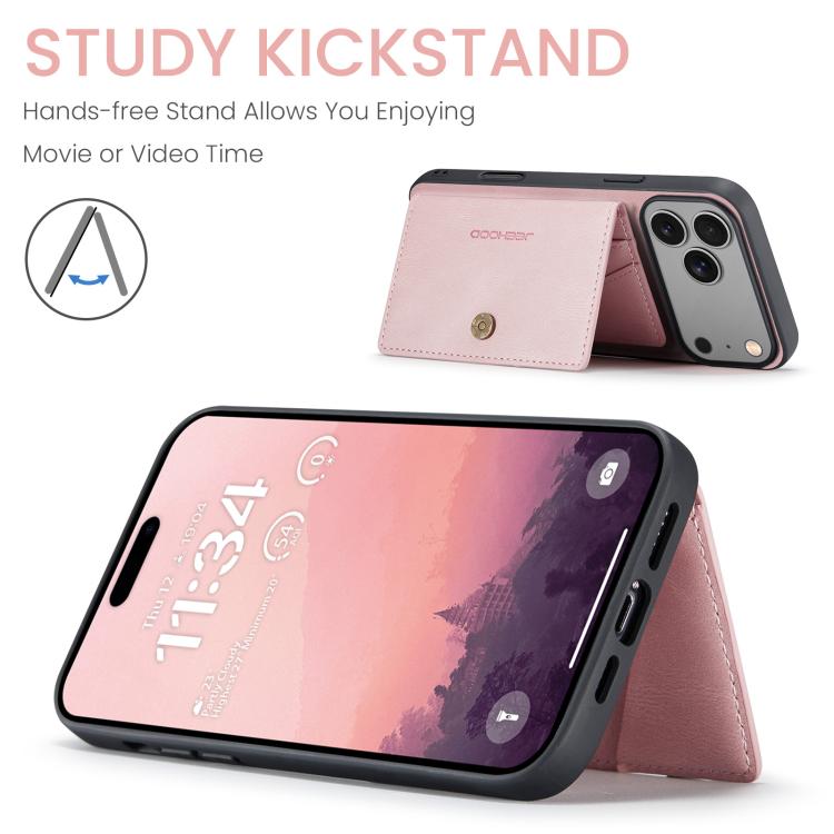 For iPhone 18 Pro / 17 Pro JEEHOOD J01 Retro Magnetic Detachable Wallet Phone Case(Pink)