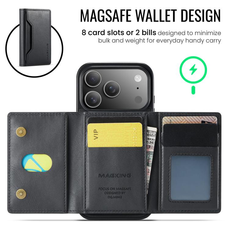 For iPhone 18 Pro / 17 Pro MAGKING K2 Series MagSafe RFID Card Bag Detachable Phone Case(Black)