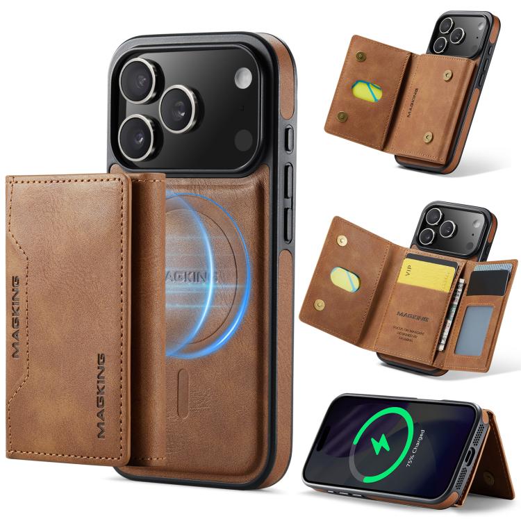 For iPhone 18 Pro / 17 Pro MAGKING K2 Series MagSafe RFID Card Bag Detachable Phone Case(Brown)