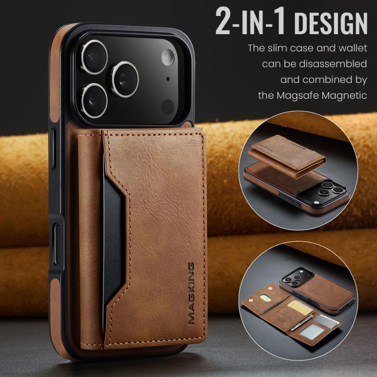 For iPhone 18 Pro / 17 Pro MAGKING K2 Series MagSafe RFID Card Bag Detachable Phone Case(Brown)