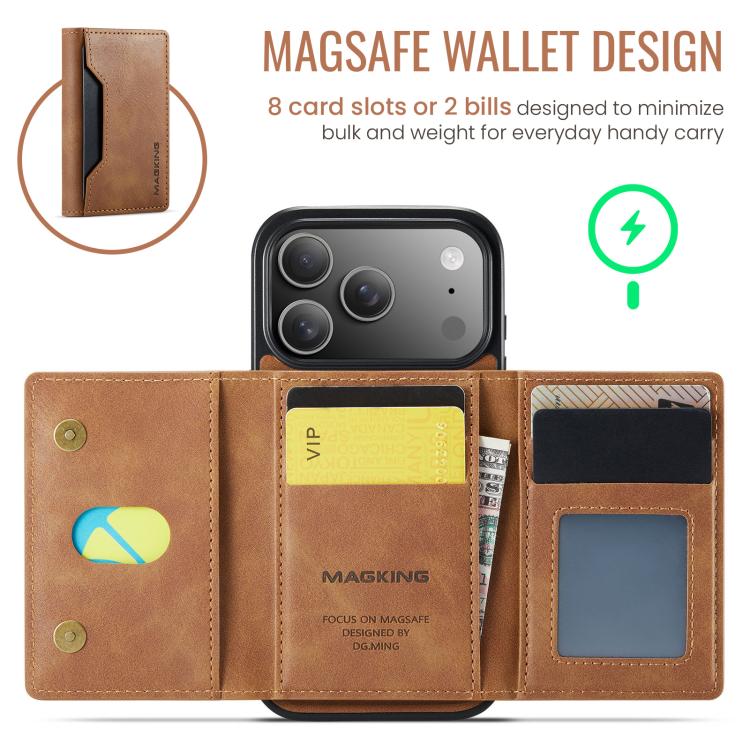 For iPhone 18 Pro / 17 Pro MAGKING K2 Series MagSafe RFID Card Bag Detachable Phone Case(Brown)