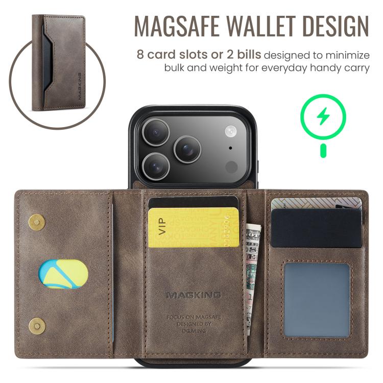 For iPhone 18 Pro / 17 Pro MAGKING K2 Series MagSafe RFID Card Bag Detachable Phone Case(Coffee)