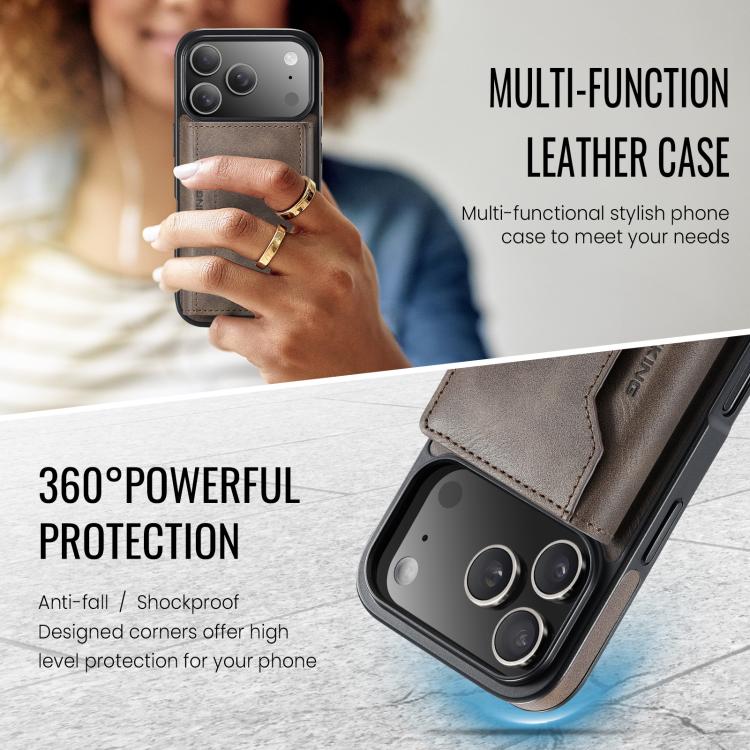 For iPhone 18 Pro / 17 Pro MAGKING K2 Series MagSafe RFID Card Bag Detachable Phone Case(Coffee)