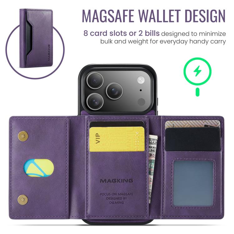 For iPhone 18 Pro / 17 Pro MAGKING K2 Series MagSafe RFID Card Bag Detachable Phone Case(Purple)