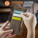 For iPhone 18 Pro / 17 Pro AutSpace A11 Side Buckle MagSafe Magnetic RFID Phone Leather Case(Coffee)