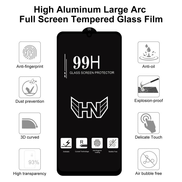 For Galaxy F07 4G High Aluminum Large Arc Full Screen Tempered Glass Film