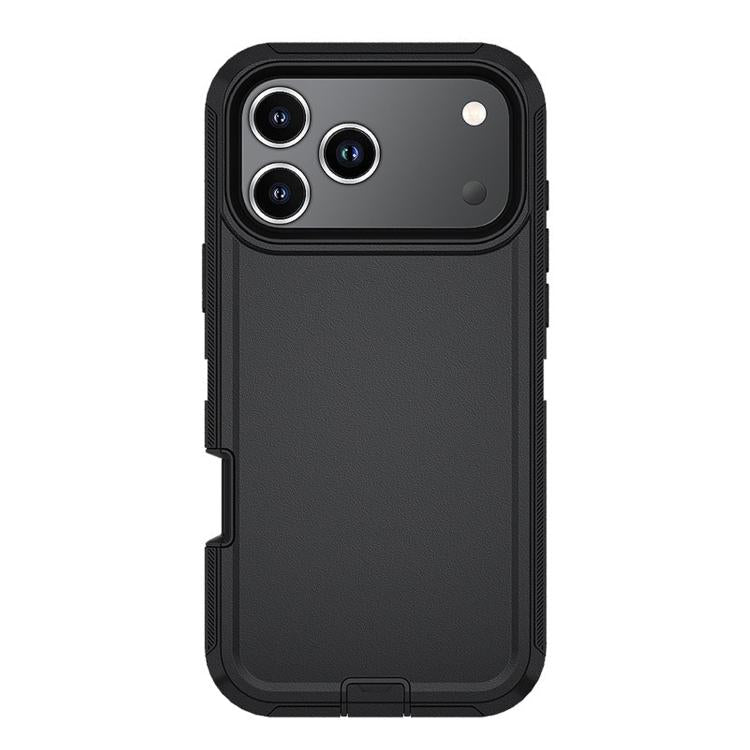 For iPhone 18 Pro / 17 Pro Kalebol Shockproof PC Hybrid TPU Phone Case with Back Clip(Black)