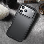 For iPhone 18 Pro / 17 Pro Kalebol Shockproof PC Hybrid TPU Phone Case with Back Clip(Black)