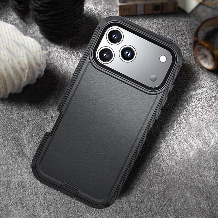 For iPhone 18 Pro / 17 Pro Kalebol Shockproof PC Hybrid TPU Phone Case with Back Clip(Black)