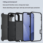 For iPhone 18 Pro / 17 Pro Kalebol Shockproof PC Hybrid TPU Phone Case with Back Clip(Black)