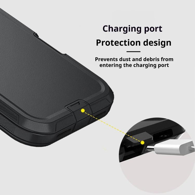 For iPhone 18 Pro / 17 Pro Kalebol Shockproof PC Hybrid TPU Phone Case with Back Clip(Black)