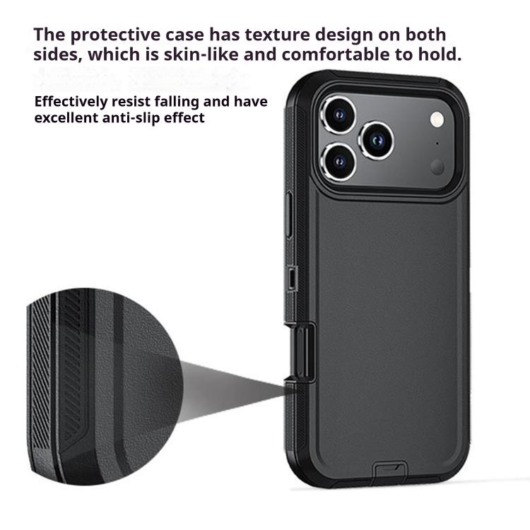 For iPhone 18 Pro / 17 Pro Kalebol Shockproof PC Hybrid TPU Phone Case with Back Clip(Black)