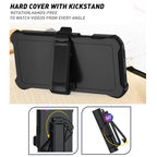 For iPhone 18 Pro / 17 Pro Kalebol Shockproof PC Hybrid TPU Phone Case with Back Clip(Black)
