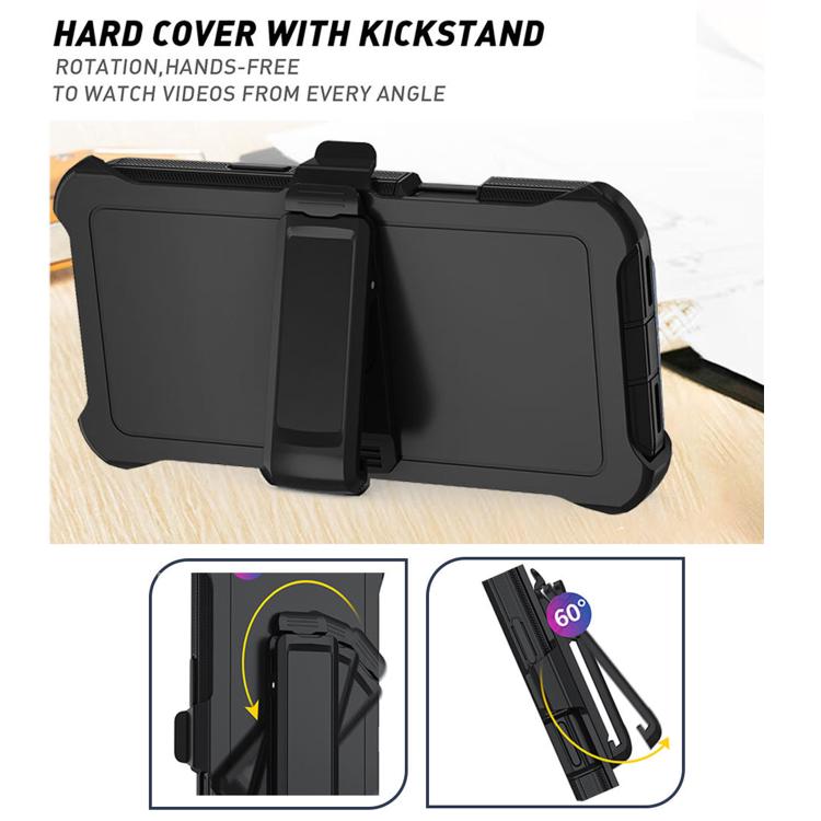 For iPhone 18 Pro / 17 Pro Kalebol Shockproof PC Hybrid TPU Phone Case with Back Clip(Black)