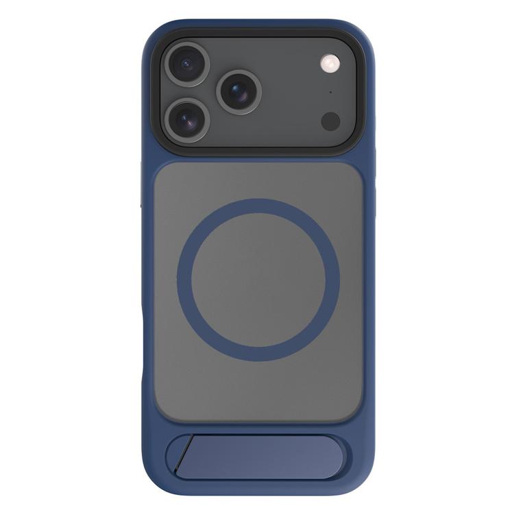 For iPhone 18 Pro / 17 Pro Kalebol MagSafe Invisible Tilt Holder PC Hybrid TPU Case(Navy Blue)