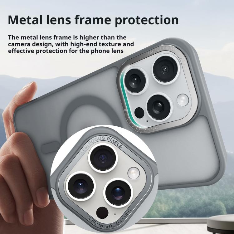 For iPhone 18 Pro / 17 Pro Kalebol Metal Lens Frame MagSafe Frosted PC Phone Case(Black)