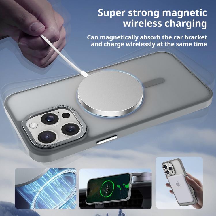 For iPhone 18 Pro / 17 Pro Kalebol Metal Lens Frame MagSafe Frosted PC Phone Case(Dark Purple)