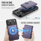 For iPhone 18 Pro JEEHOOD J09 Buckle Card Bag MagSafe Magnetic Style RFID Leather Phone Case(Purple)