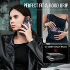 For iPhone 18 Pro JEEHOOD J09 Buckle Card Bag MagSafe Magnetic Style RFID Leather Phone Case(Purple)
