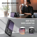 For iPhone 18 Pro JEEHOOD J09 Buckle Card Bag MagSafe Magnetic Style RFID Leather Phone Case(Purple)