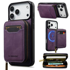 For iPhone 18 Pro / 17 Pro LC.IMEEKE L6 Series Zipper Card Bag MagSafe Magnetic Phone Case(Purple)