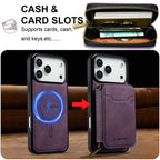 For iPhone 18 Pro / 17 Pro LC.IMEEKE L6 Series Zipper Card Bag MagSafe Magnetic Phone Case(Purple)