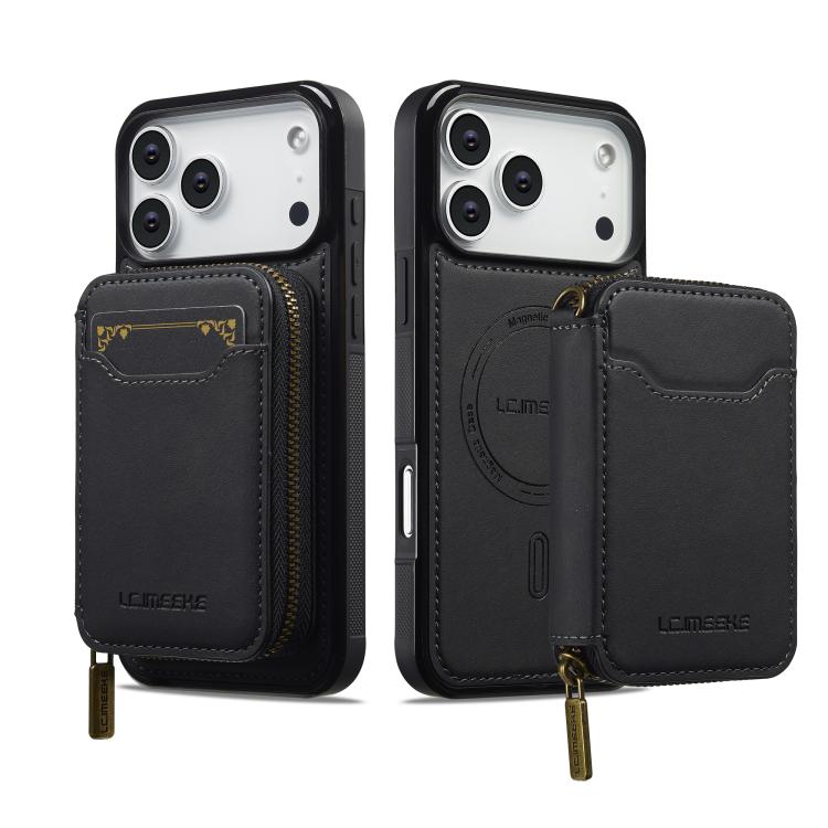 For iPhone 18 Pro / 17 Pro LC.IMEEKE L6 Series Zipper Card Bag MagSafe Magnetic Phone Case(Black)