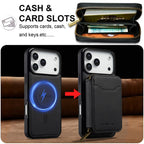 For iPhone 18 Pro / 17 Pro LC.IMEEKE L6 Series Zipper Card Bag MagSafe Magnetic Phone Case(Black)
