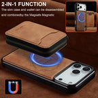 For iPhone 18 Pro / 17 Pro LC.IMEEKE L6 Series Zipper Card Bag MagSafe Magnetic Phone Case(Brown)