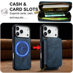 For iPhone 18 Pro / 17 Pro LC.IMEEKE L6 Series Zipper Card Bag MagSafe Magnetic Phone Case(Blue)