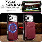 For iPhone 18 Pro / 17 Pro LC.IMEEKE L6 Series Zipper Card Bag MagSafe Magnetic Phone Case(Red)