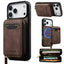 For iPhone 18 Pro / 17 Pro LC.IMEEKE L6 Series Zipper Card Bag MagSafe Magnetic Phone Case(Coffee)