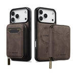 For iPhone 18 Pro / 17 Pro LC.IMEEKE L6 Series Zipper Card Bag MagSafe Magnetic Phone Case(Coffee)