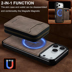 For iPhone 18 Pro / 17 Pro LC.IMEEKE L6 Series Zipper Card Bag MagSafe Magnetic Phone Case(Coffee)