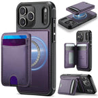 For iPhone 18 Pro JEEHOOD J10 Flip Card Bag MagSafe Split RFID Leather Phone Case(Purple)
