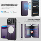 For iPhone 18 Pro JEEHOOD J10 Flip Card Bag MagSafe Split RFID Leather Phone Case(Purple)