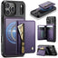 For iPhone 18 Pro JEEHOOD J12 Exquisite RFID MagSafe Zipper Card Bag Phone Case(Purple)